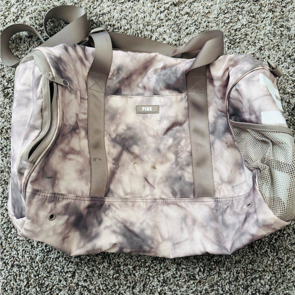 PINK Victoria's Secret Tie-Dye Duffel Bag in Mauve and Taupe